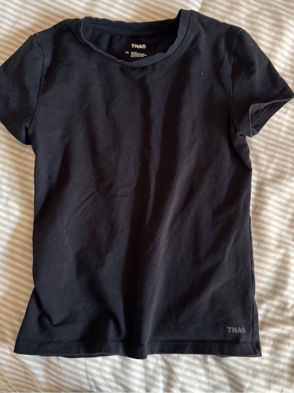 TNA Women's Black Crewneck Short Sleeve Tee with Subtle Logo